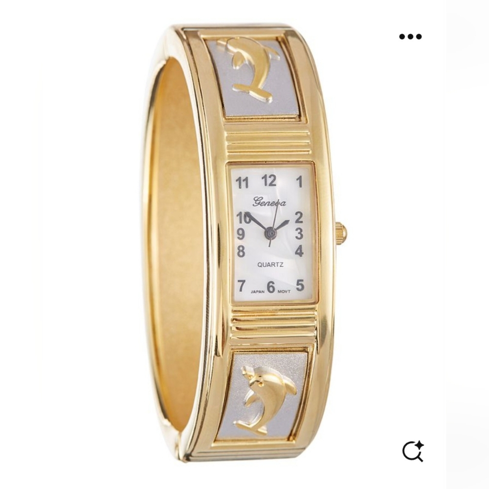 Two-Tone Dolphin Cuff Watch